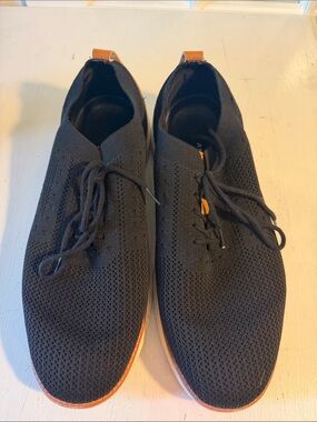 Men's Black Knit Slip-On Loafers with Tan Accents